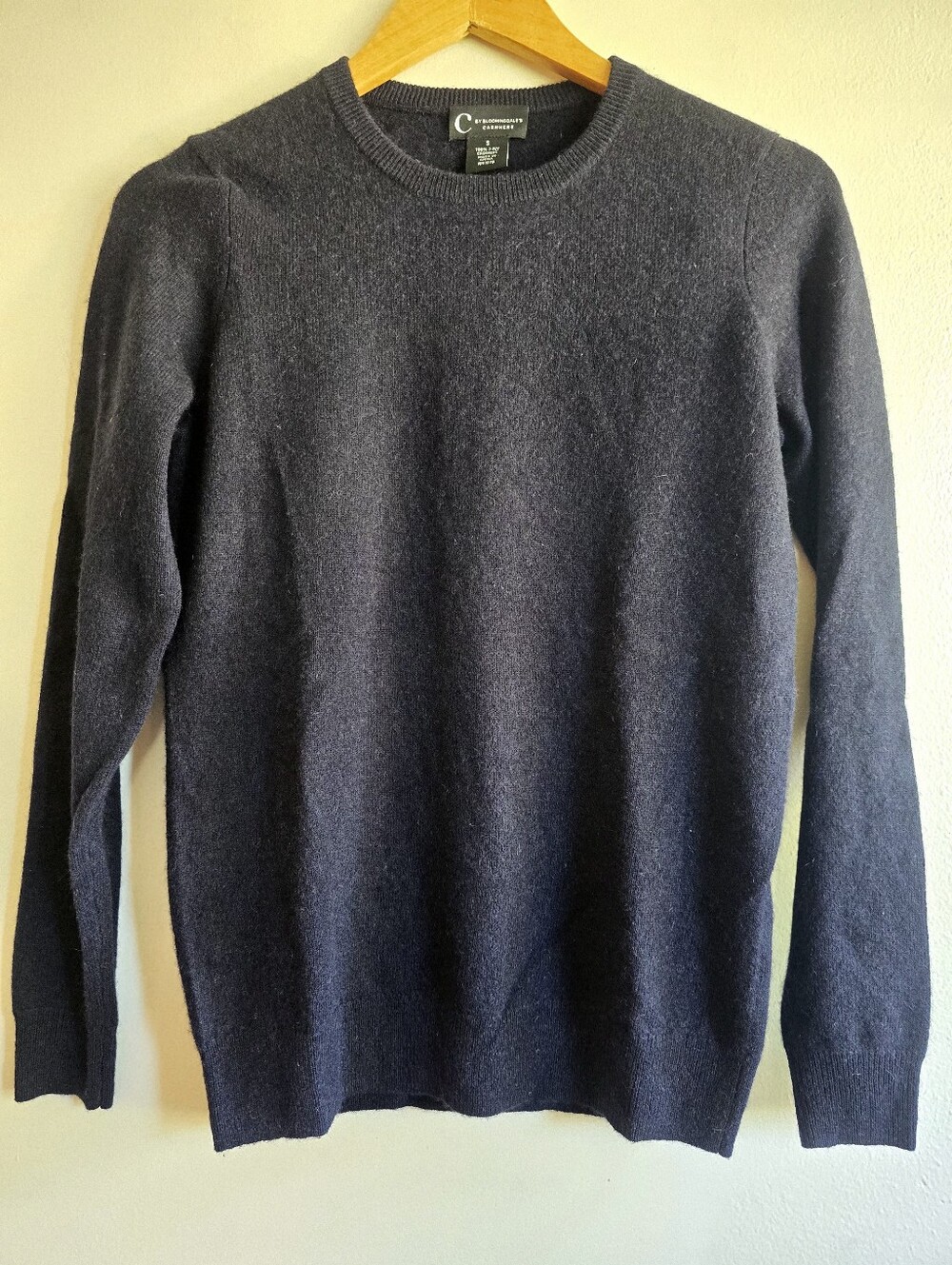 C by Bloomingdale's Cashmere Crewneck Sweater, Dark Navy , Size Small